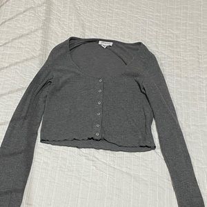 TopShop Grey Cropped Long Sleeve